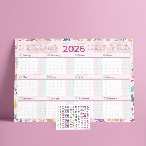 Yearly Planner 2026 Flowers - مخطط سنوي 2026 زهور