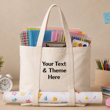 School Supply Delivery Tote Bag with Zipper & Poster Roll Holder شنطة تسليم مستلزمات المدرسة بسوستة وحامل رول اللوحات