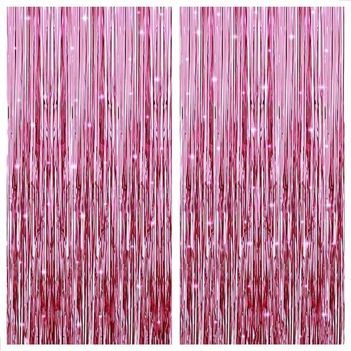 Birthday Backdrop with Glittering Tassels Pink color - خلفية عيد الميلاد شراشيب لامعة لون وردي