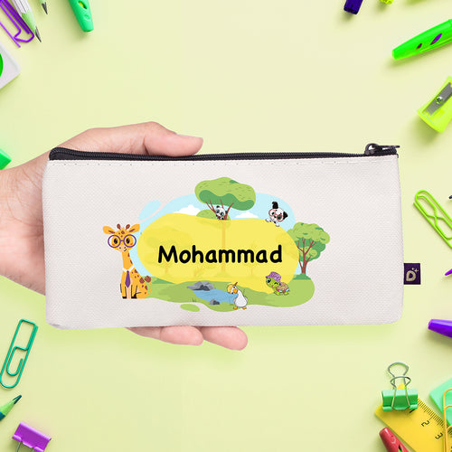 Customized pencil case Zoo World  - مقلمة بأسم طفلك