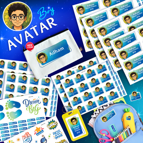 School Labels Package_ Avatar Boy