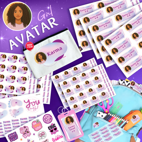 School Labels Package_ Avatar Girl