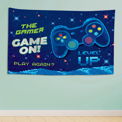 Birthday Fabric Backdrop Gamer theme  - خلفية عيد ميلاد قماش تصميم جيمر