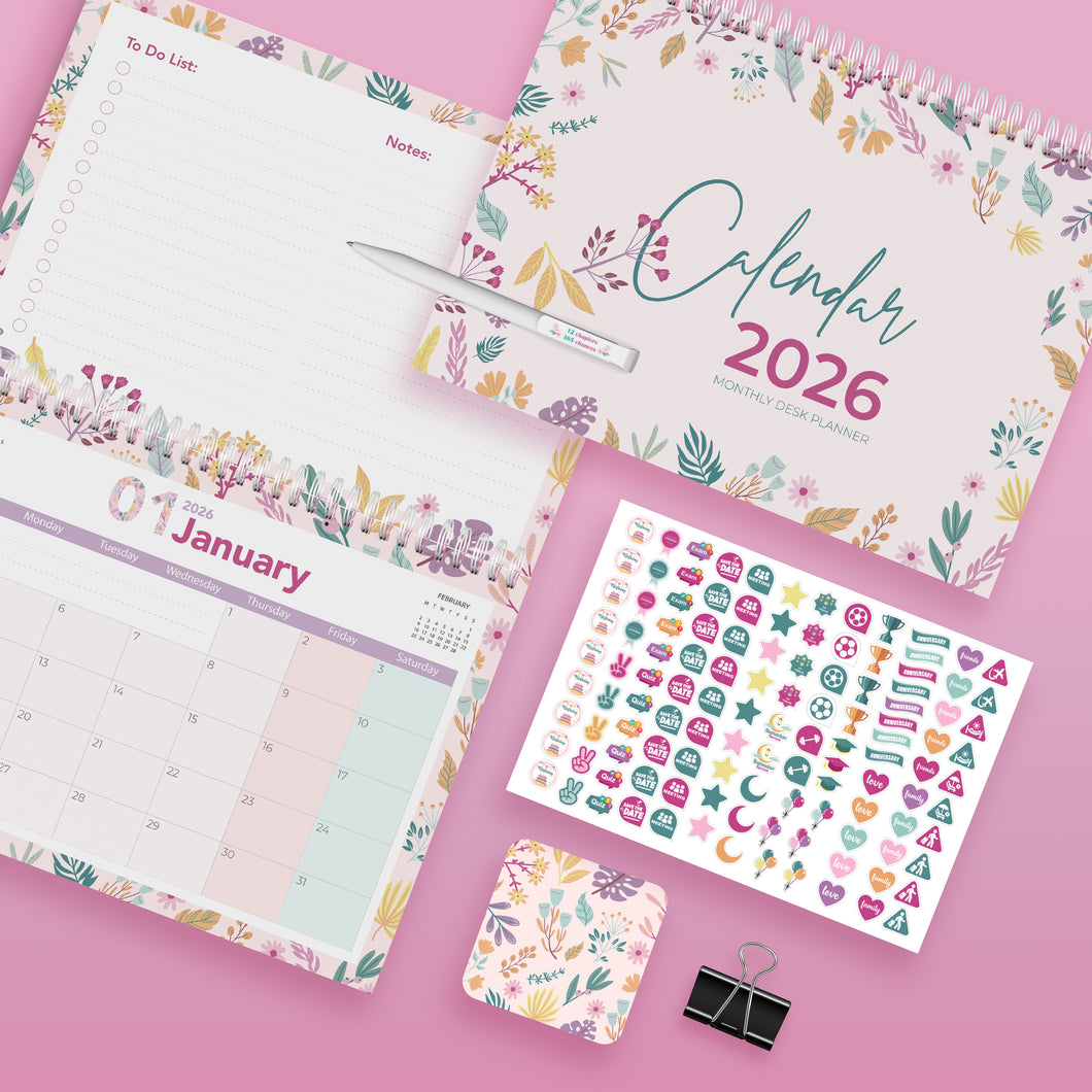 Monthly desk planner Flowers - مخطط مكتب شهري زهور