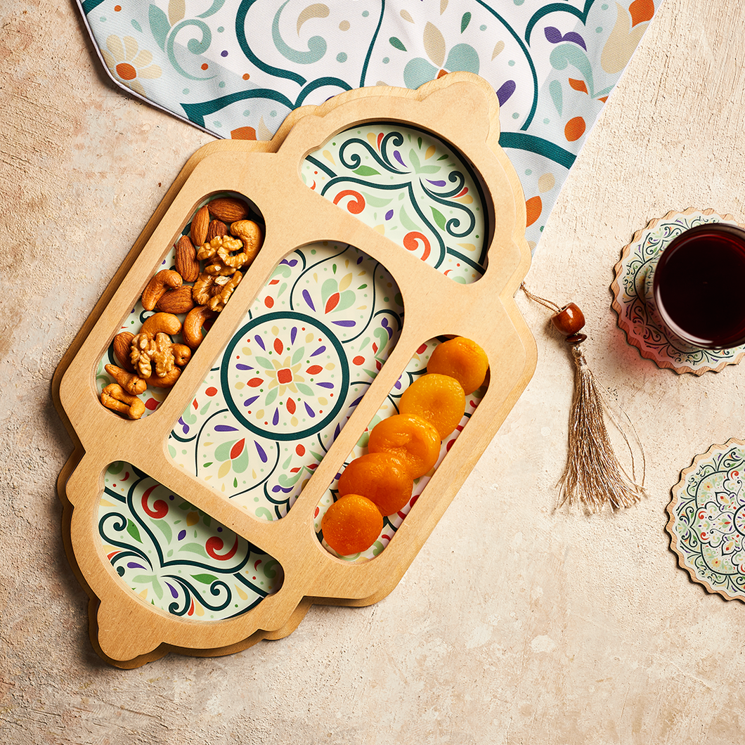 Lantern Wooden Tray Marjan - صينية خشب فانوس مرجان