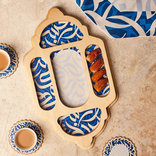 Lantern Wooden Tray Mawal - صينية خشب فانوس موال