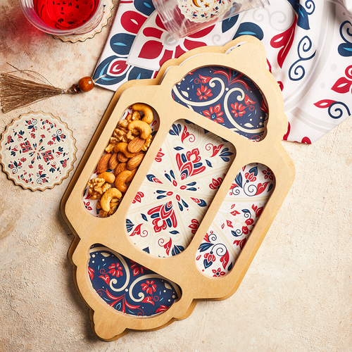 Lantern Wooden Tray Bustan - صينية خشب فانوس بستان