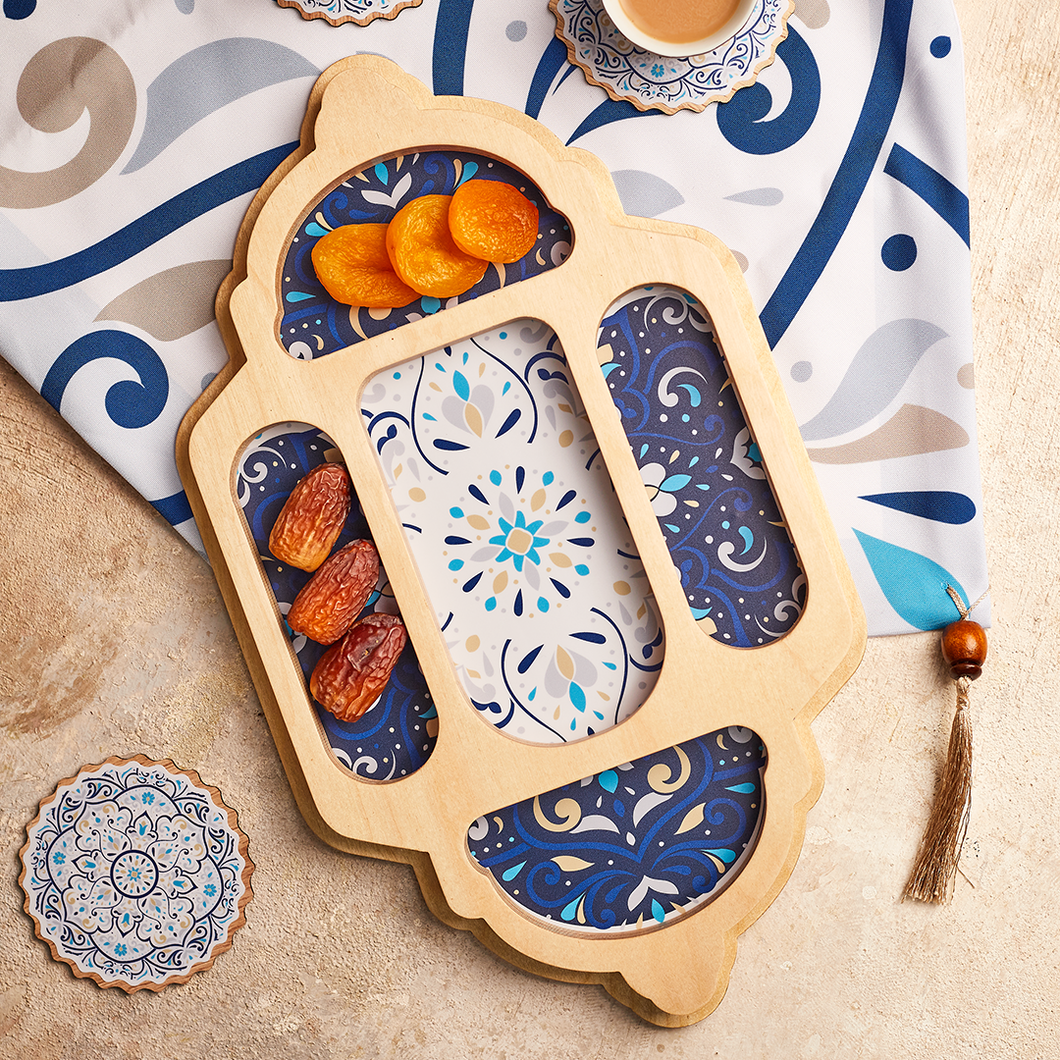 Lantern Wooden Tray Jawaher - صينية خشب فانوس جواهر