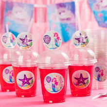 Birthday Branded Straws set of 12 branded with Mermaid theme - مجموعة من 12 شفاطة مزينة بتصميم ميرميد