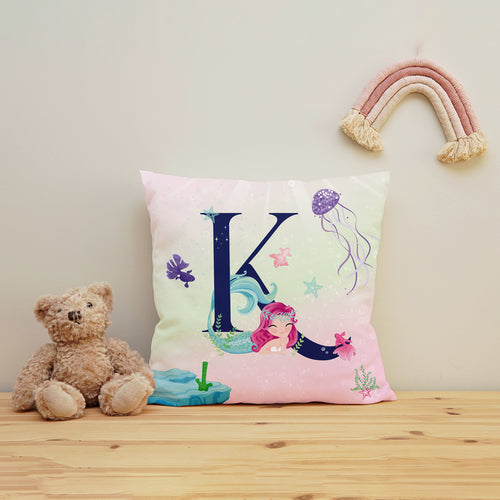 Mermaid Personalized Letters Cushion Cover - Inspiring Kids -  غطاء خدادية الأحرف ميرميد