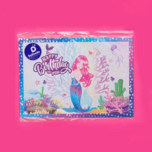 Birthday Disposable Placemats set of 12 Mermaid theme - مجموعة من ١٢ مفرش ورق فردي للإستخدام مرة واحدة في أعياد الميلاد بتصميم ميرميد