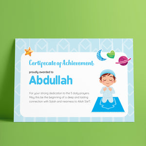 Certificate of salah commitment boys  - شهادة تقدير الانتظام في الصلاة أولادي