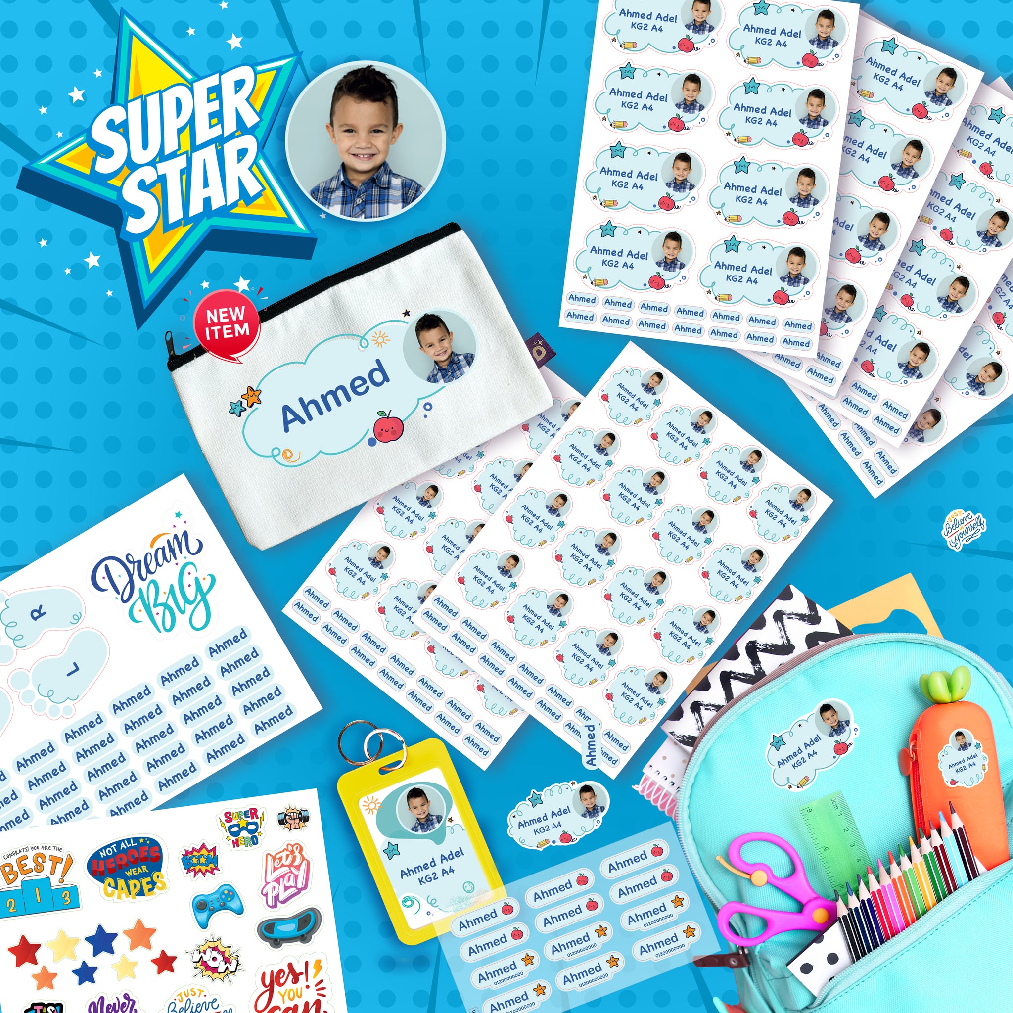 School Labels Package_ Super Star Boy