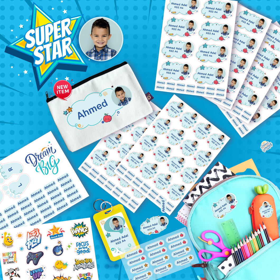 School Labels Package_ Super Star Boy
