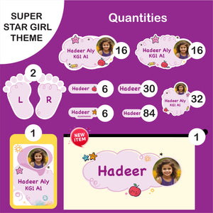 School Labels Package_ Super Star Girl