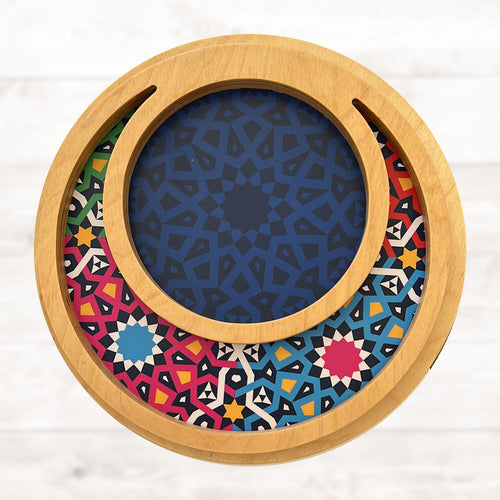 Round Wooden Tray Sultana - صينية خشب دائرية سلطانة