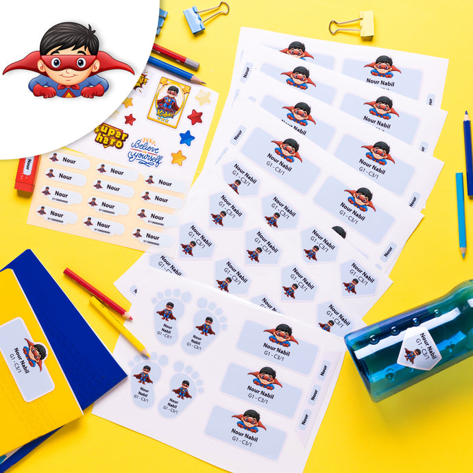 School Labels Package Super Hero