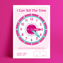 Telling Time Learning Clock - Pink - ساعة تعليمية لمعرفة الوقت -باللون الوردي