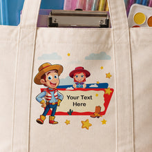School Supply Delivery Tote Bag with Zipper & Poster Roll Holder شنطة تسليم مستلزمات المدرسة بسوستة وحامل رول اللوحات