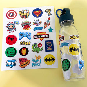 Bottle- Safety plastic "IKEA" 500 ml - with metal chain and boys stickers