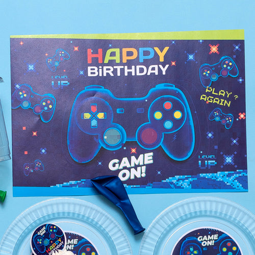 Birthday Disposable Placemats set of 12 Gamer theme - مجموعة من ١٢ مفرش ورق فردي للإستخدام مرة واحدة في أعياد الميلاد بتصميم جيمر