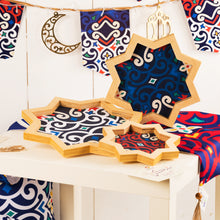 Hexagonal wooden tray set Khayamia - صينية خشب ٣ قطع خيامية