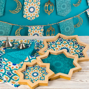 Hexagonal wooden tray set Tamara - صينية خشب ٣ قطع تمارا
